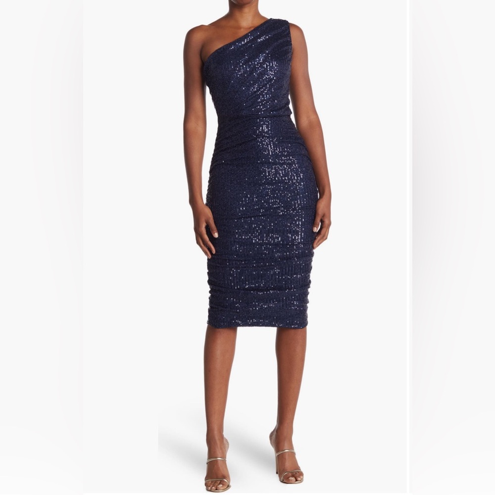Love By Design One Shoulder Sequin Midi Dress